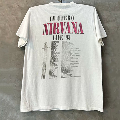 Nirvana band's inexperienced portrait print short sleeved T-shirt chic dark and cool style heavyweight cotton half sleeve trend