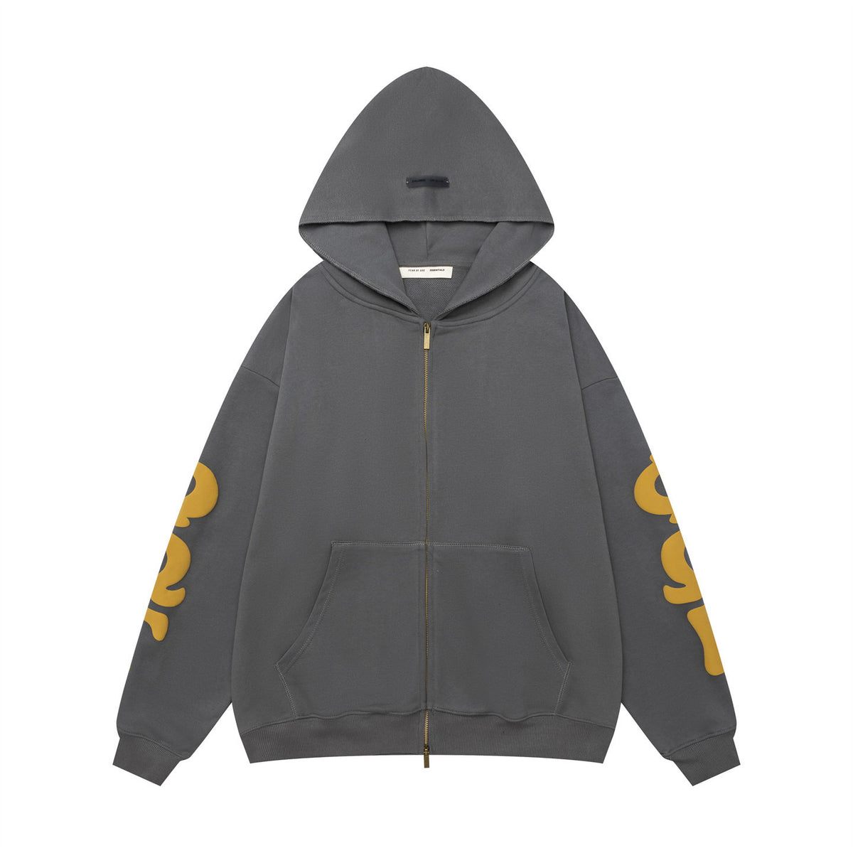 Fear of God FOG ESSENTIALS Foam Print Kirin Sleeve Zip‑Up Hoodie