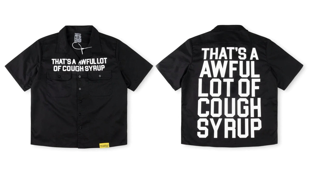 That's A Awful Lot Of Cough Syrup Classic Bold Button-Down Shirt - Black
