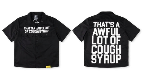 That's A Awful Lot Of Cough Syrup Classic Bold Button-Down Shirt - Black