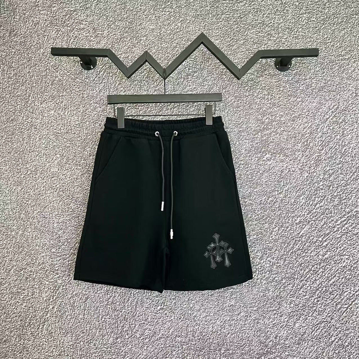 Chrome Hearts Black Tonal Cross Patch Sweatshorts