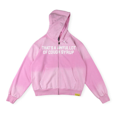 That's A Awful Lot Of Cough Syrup Gradient Zip Hoodie - Pink / White