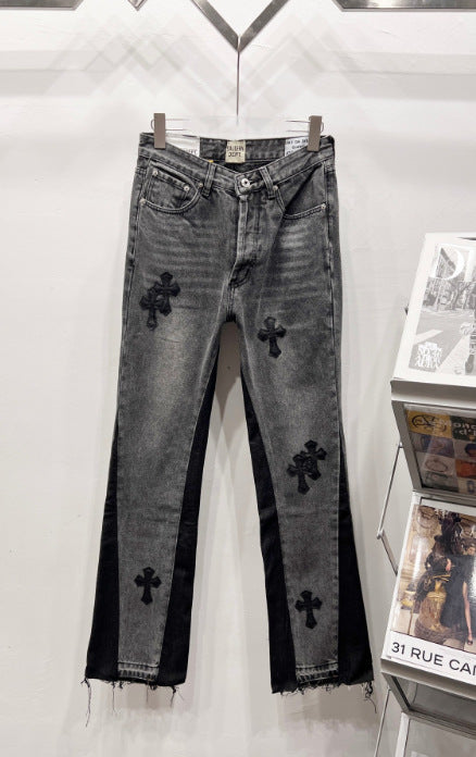 Chrome Hearts Gray-Black & Black Cross Patch Denim Jeans