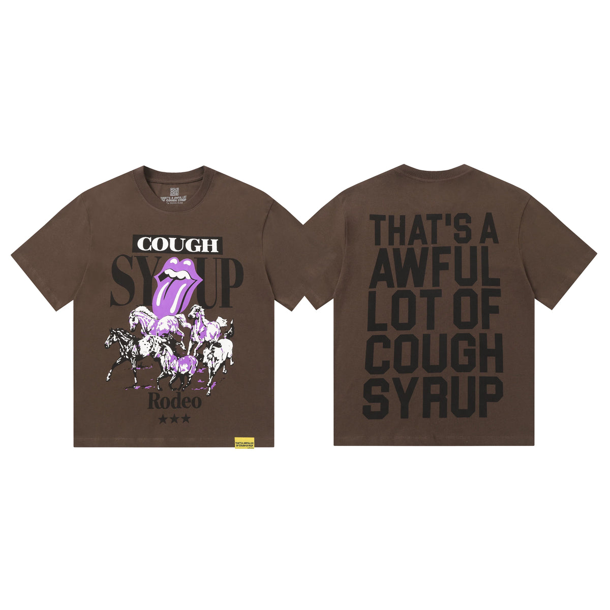 That's A Awful Lot Of Cough Syrup Rodeo Graphic T-Shirt - Brown