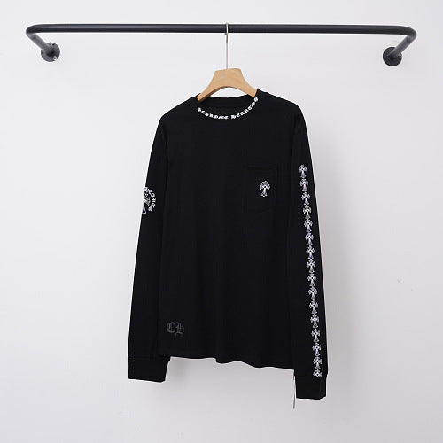 Chrome Hearts Gothic Script Collar & Cross Sleeve Long Sleeve (Black)