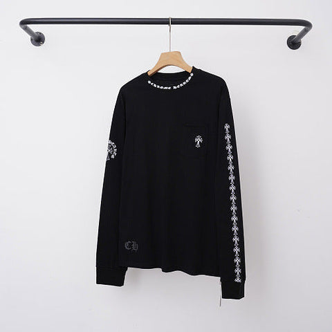 Chrome Hearts Gothic Script Collar & Cross Sleeve Long Sleeve (Black)