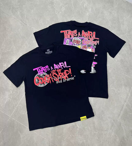 That's A Awful Lot Of Cough Syrup Graffiti Splash Graphic T-Shirt - Black