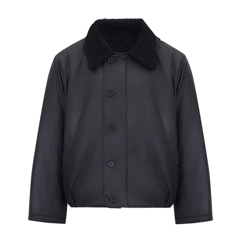 Street collar lamb wool clean fit short and wide jacket with elastic hem, warm cotton jacket for men and women