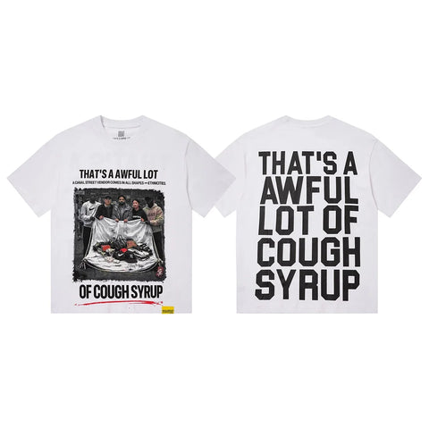 That's A Awful Lot Of Cough Syrup Table Collage T-Shirt - White