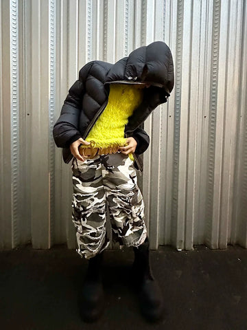 Same style loose washed ripped denim shorts from street capper, hip-hop wide leg shorts, camouflage cropped pants