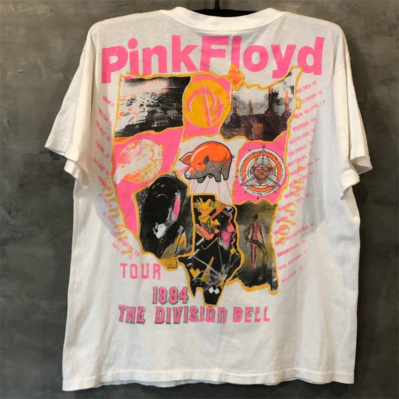 Pink Floyd Pink Floyd Amikage Rock Short Sleeve Vintage Trendy Brand Men's and Women's T-shirts
