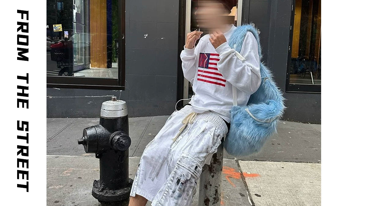 From the street, American casual print texture, Waffle plaid, heavy weight, short width, loose fit, men's and women's long sleeved base T-shirt, men's