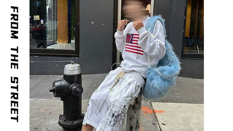 From the street, American casual print texture, Waffle plaid, heavy weight, short width, loose fit, men's and women's long sleeved base T-shirt, men's