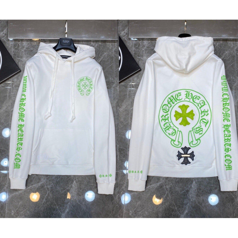 Chrome Hearts Neon Cross Horseshoe Zip-Up Hoodie (White)