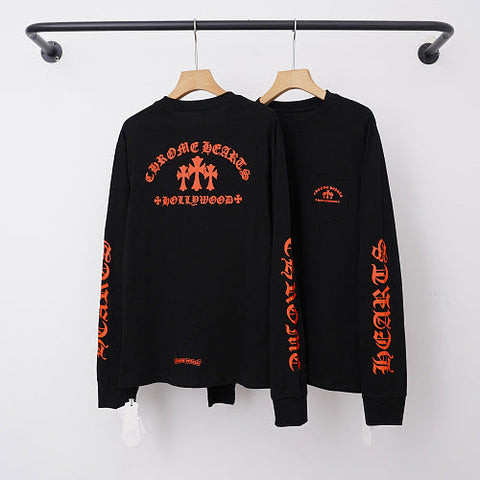 Chrome Hearts "HOLLYWOOD" Gothic Script & Cross Long Sleeve (Black)