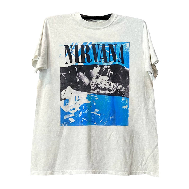 Nirvana Band Kotecoben Short sleeved T-shirt Hiphop Brand Texture Five inch Sleeve Male