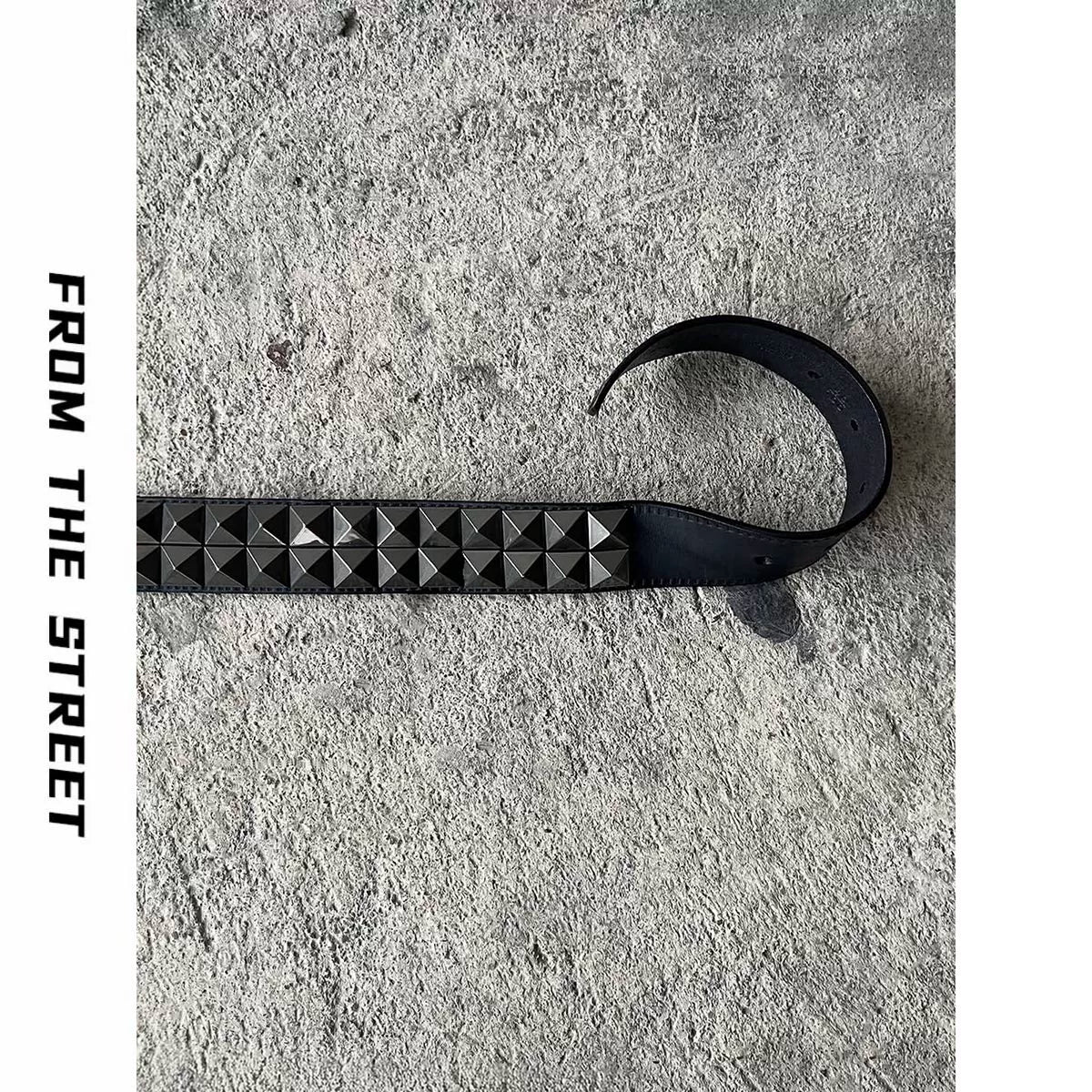 From THE STREET Street Light Asian Belt Retro Rivet Belt Head Leather Pants with Needle Buckle Male