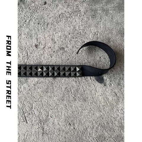 From THE STREET Street Light Asian Belt Retro Rivet Belt Head Leather Pants with Needle Buckle Male