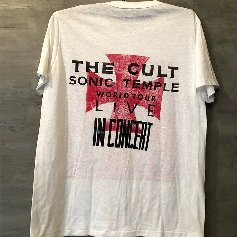 The CULT European and American heavy metal band Oversize retro short -sleeved Meichao street round neck men and women Tee shirts