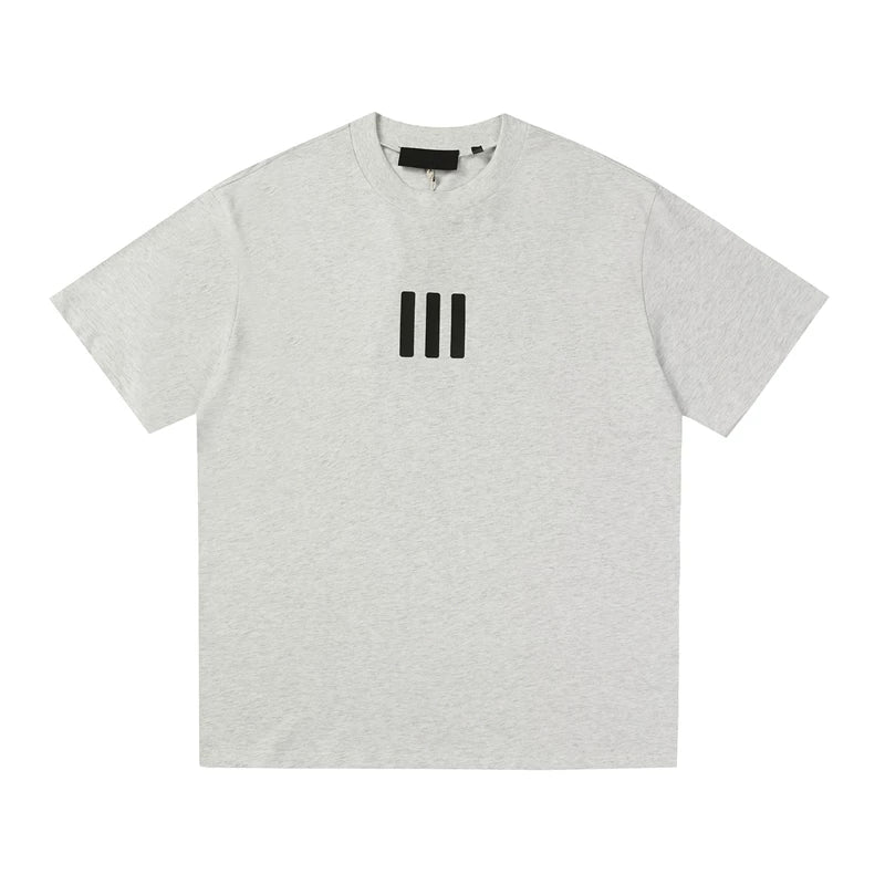 FEAR OF GOD ESSENTIALS 3‑Stripes Silicone Logo Unisex Loose Short Sleeve T‑Shirt