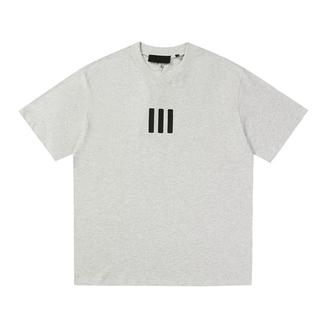 FEAR OF GOD ESSENTIALS 3‑Stripes Silicone Logo Unisex Loose Short Sleeve T‑Shirt