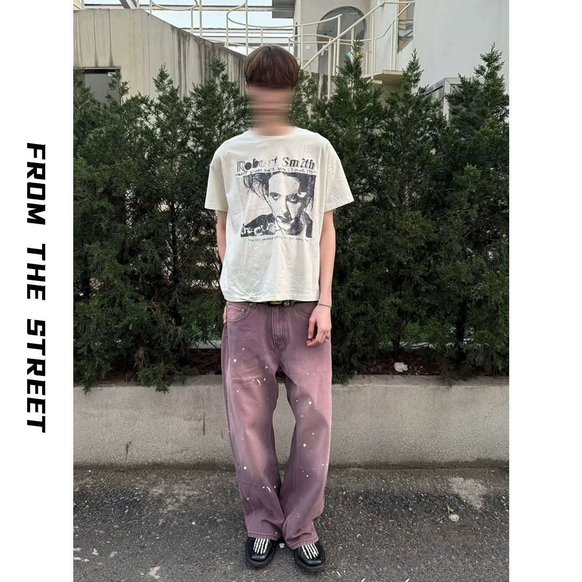 From THE STREET, a street violet washed vintage loose ink denim casual pants for men and women