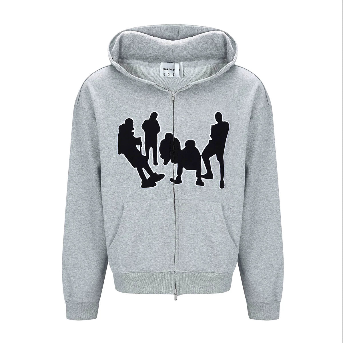 From THE STREET, a street style retro patchwork embroidered cardigan with a washed zipper and hooded sweatshirt for men