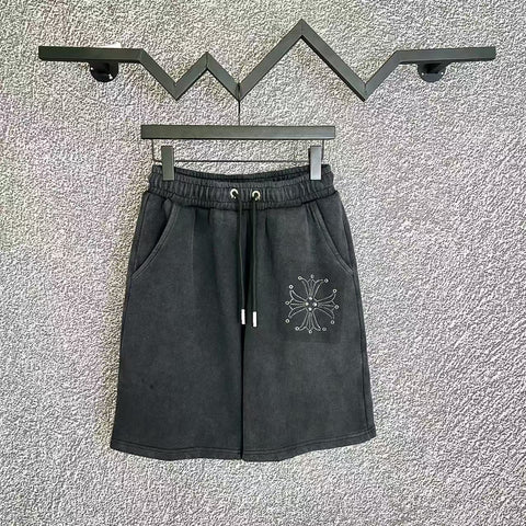 Chrome Hearts Black Heavy Wash Square Cross Patch Sweatshorts