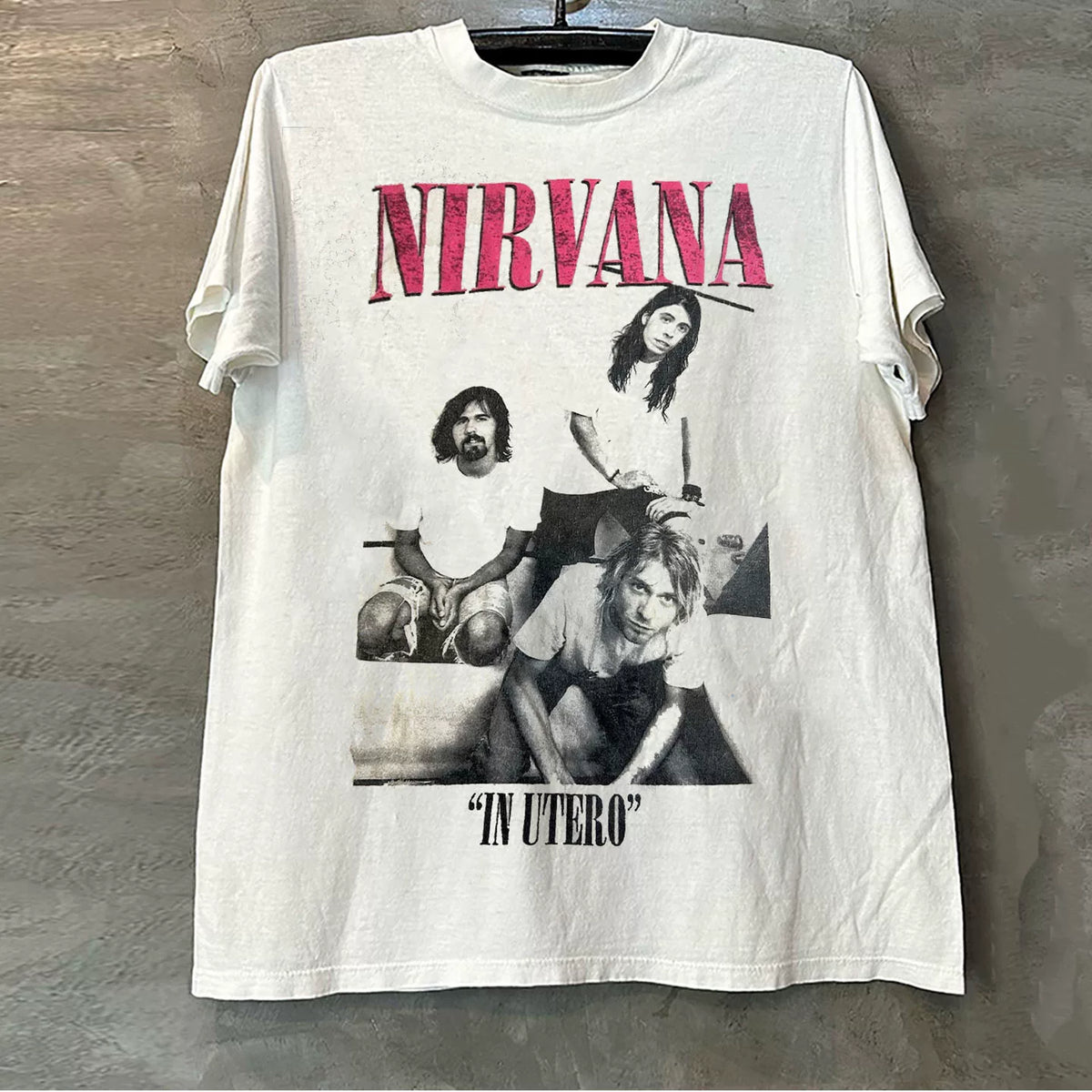 Nirvana band's inexperienced portrait print short sleeved T-shirt chic dark and cool style heavyweight cotton half sleeve trend