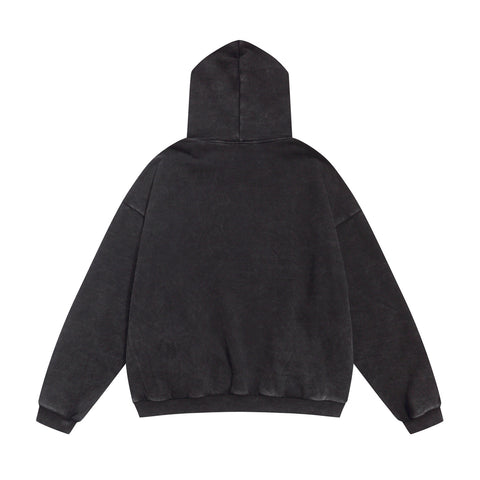 FEAR OF GOD FOG Main Line Cracked Letter Print Washed Ripped Fleece‑Lined Unisex Hoodie