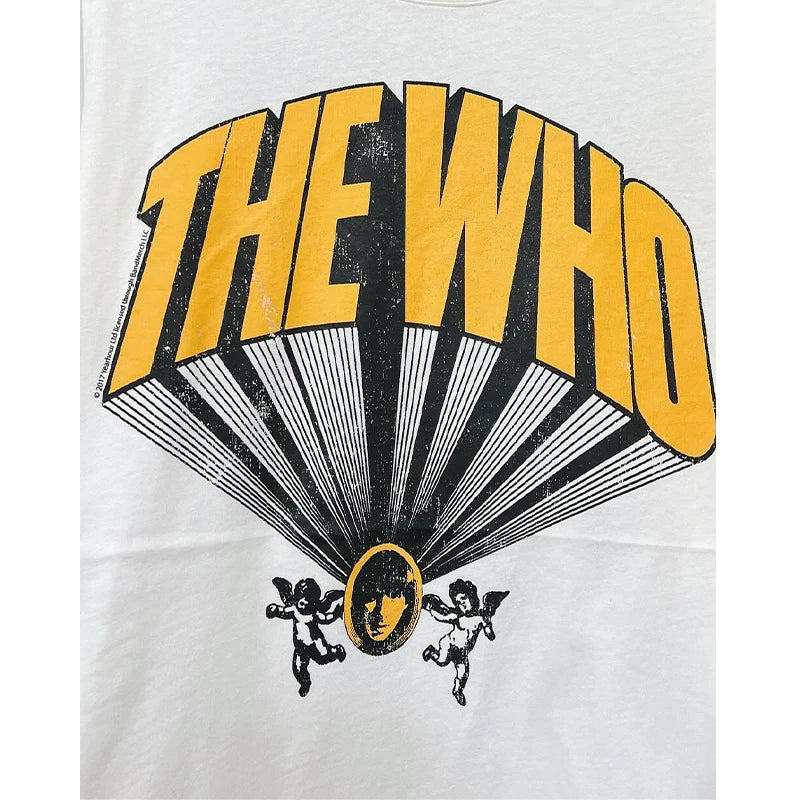 The Who Rock Band American Street Hip Hop Oversized Retro Short Sleeve Men's and Women's Heavy Cotton T-shirt