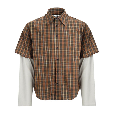 From THE STREET, a street style American plaid fake two-piece shirt, men's loose top