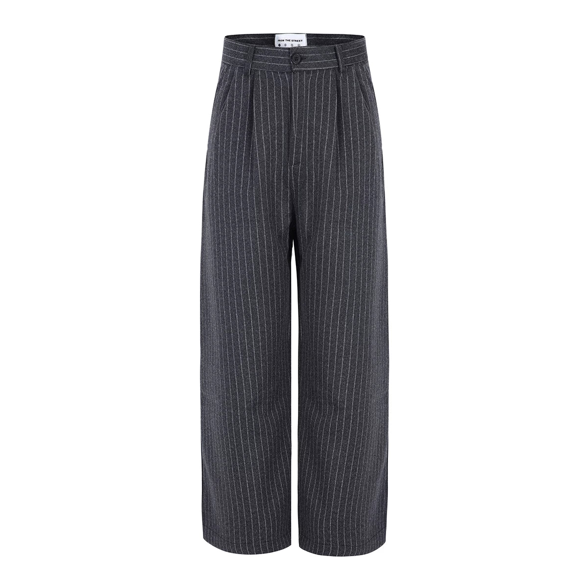 From THE STREET: Street striped trousers for men, thick woolen straight leg loose leg pants for men
