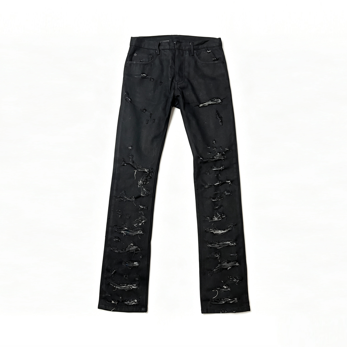 From THE STREET, Street Brushing Wax Destruction Denim Pants Slimming Skinny Pants Hediboy