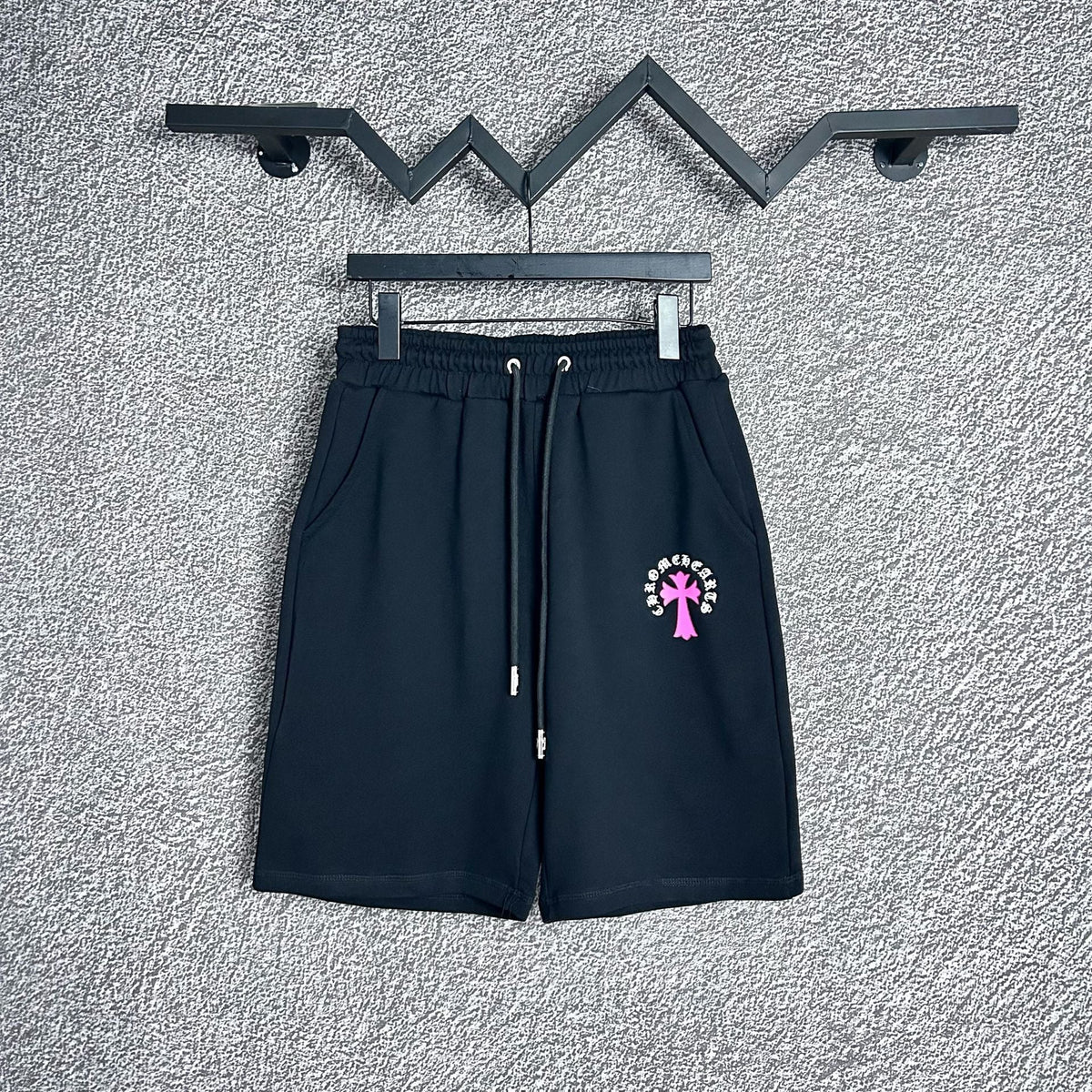 Chrome Hearts Black & Pink Cross Logo Sweatshorts