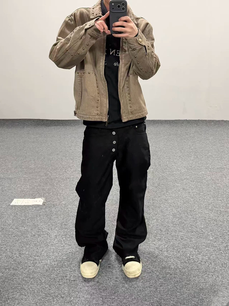 From THE STREET Street Mole Skin Four Button Washed Micro Pull Street Faux Pants for Old Men