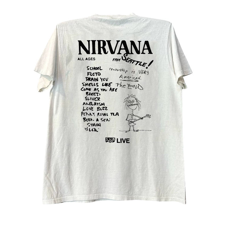 Nirvana Band Short Sleeve T-shirt Vintage College Style American Graffiti Design High Street Half Sleeve Trendy