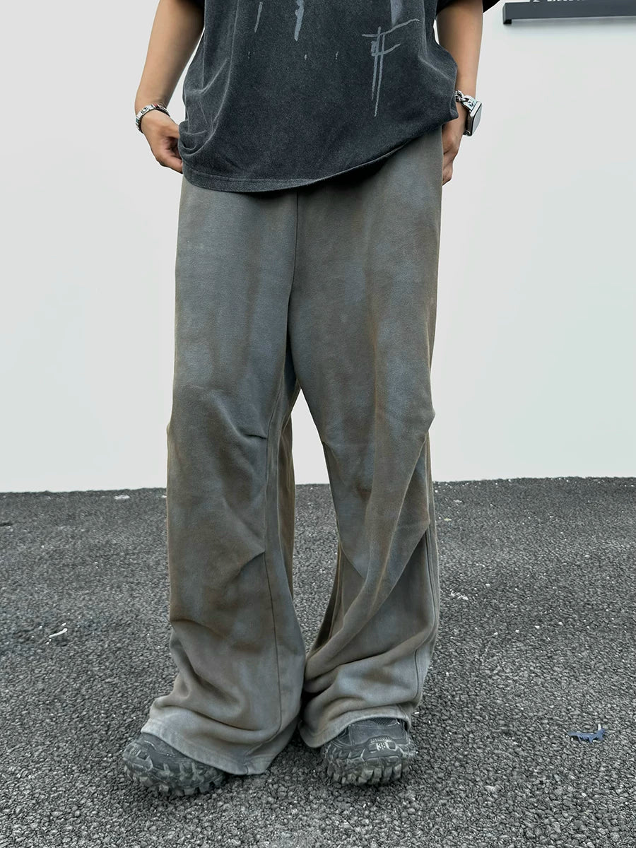From the street, American retro street dance, washed and distressed, mud dyed, pinched pleated wide leg casual pants, loose paratrooper guard pants, men's