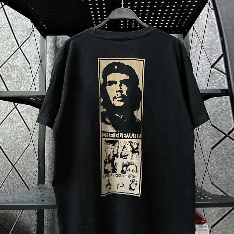 Che Guevara Heavy Cotton Short sleeved T-shirt Hiphop High Street Rascal Handsome American Retro Half Sleeve