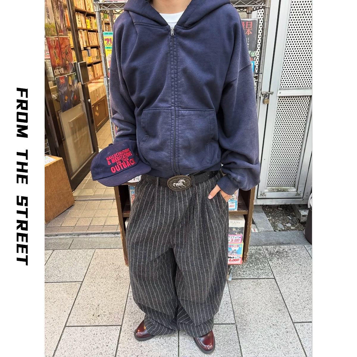 From THE STREET, Street Washed Used Short Wide Zipper Hooded Cardigan Sweatshirt, Autumn/Winter Coat