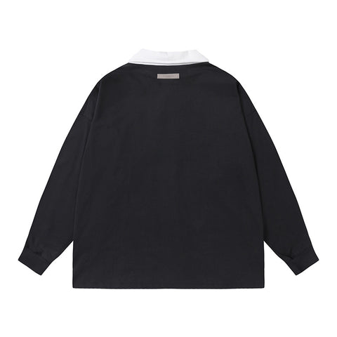 FEAR OF GOD FOG ESSENTIALS Flocked 1977 Loose Long Sleeve Polo
