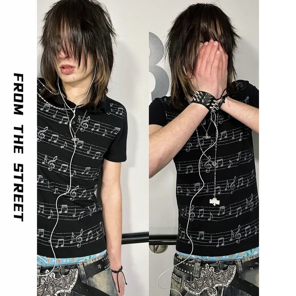 From The STREET: Street Note Score, Shoulder Slimming, Light Asian Summer Short sleeved Polo Shirt, T-shirt