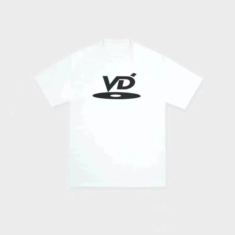 VUJADE KENIJIMA black and white short sleeved CD letter printed round neck casual heavyweight T-shirt from the street
