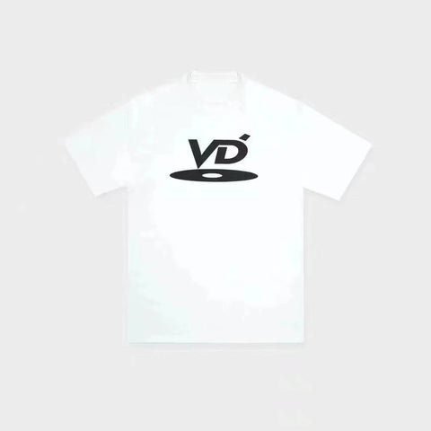 VUJADE KENIJIMA black and white short sleeved CD letter printed round neck casual heavyweight T-shirt from the street