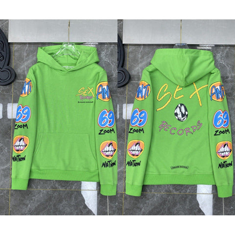 Chrome Hearts "Get High Records" Multi-Graphic Hoodie (Green)