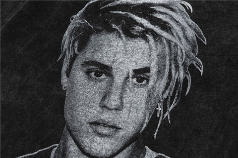 FEAR OF GOD ESSENTIALS Justin Bieber Purpose Tour Vintage Wash Portrait T‑Shirt