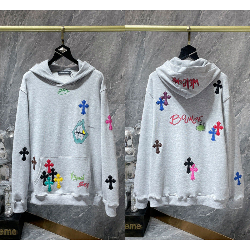 Chrome Hearts Multi-Color Cross & Graffiti Hoodie (White)