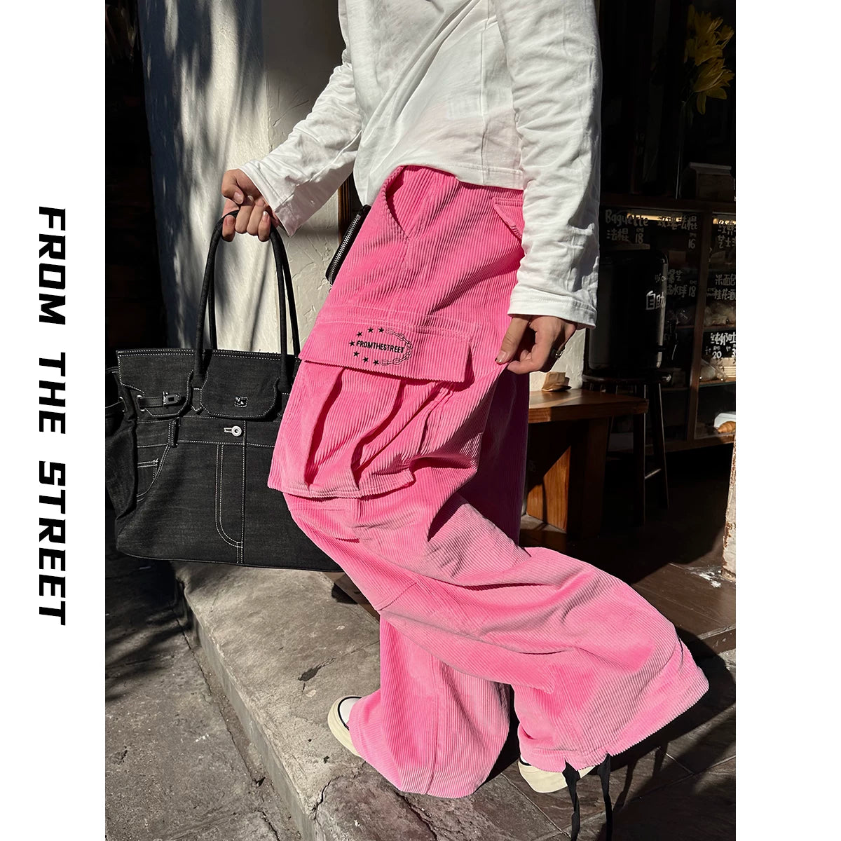 From The STREET Street Corduroy Cargo Straight Barrel Gunshell Work Pants Straight Barrel Casual Pants Men