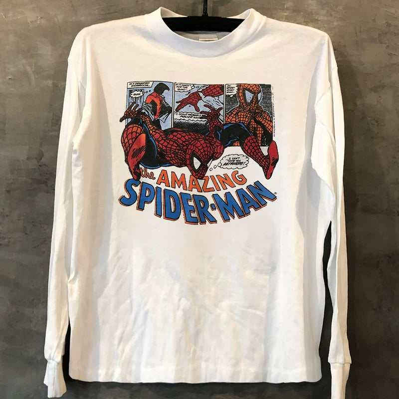 Spider Man cartoon anime collaboration, Spider Man, American street fashion, men's and women's hip-hop short sleeved T-shirt