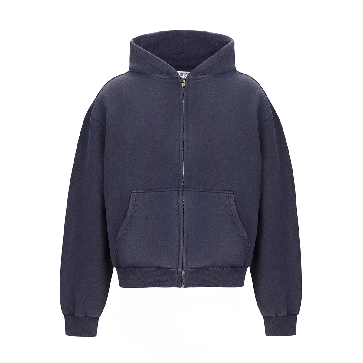 From THE STREET, Street Washed Used Short Wide Zipper Hooded Cardigan Sweatshirt, Autumn/Winter Coat
